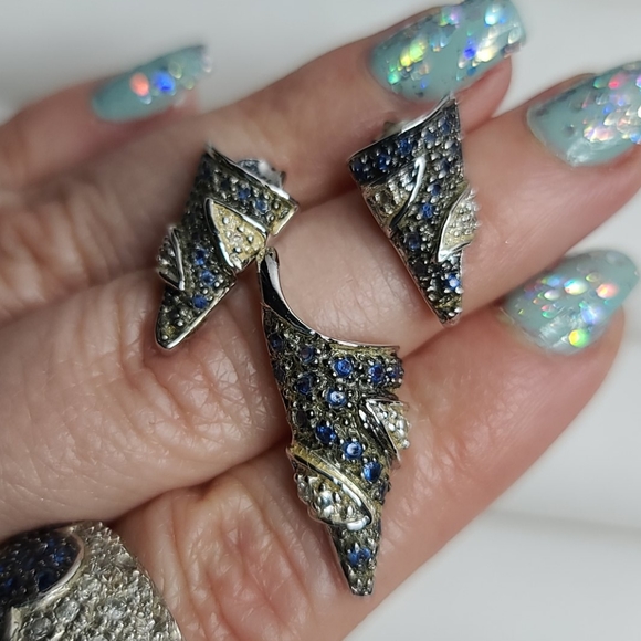 Art deco earrings and pendant set sterling… - Picture 3 of 6